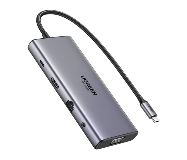UGREEN Hub USB-C CM639 HDMI VGA 2xUSB-C 2x USB SD/TF RJ45 AUX PD 4K - 1488848 - zdjęcie